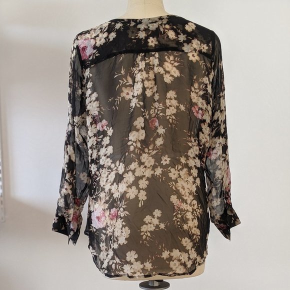 100% silk blouse sheer US 14 / XL - Picture 3 of 9
